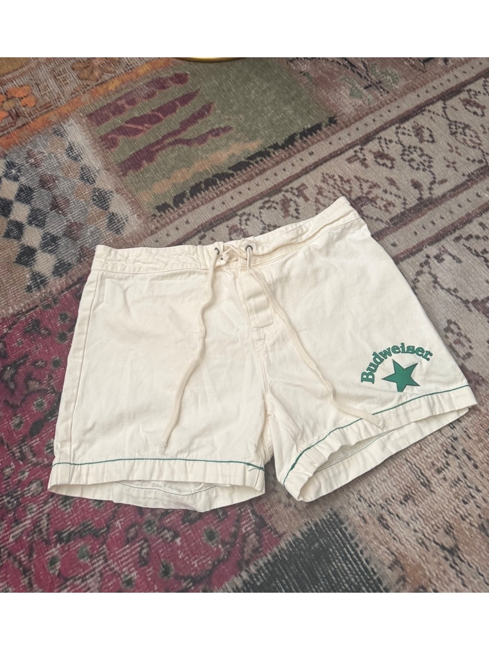 Y2k white green shorts bud star pacsun size 32 men’s